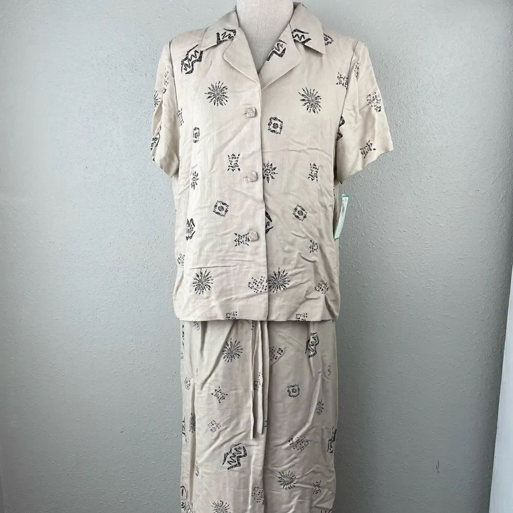 NWT Leslie Fay Haberdashery Womens Two-Piece Blouse and Skirt Size S